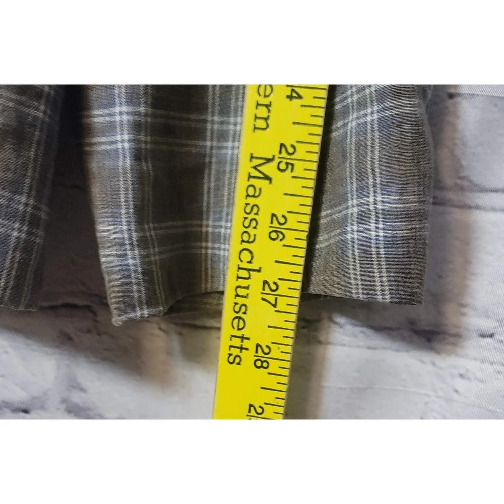 Abrams Blazer Mens  Brown Linen Cotton Plaid Sport Coat Jacket Two Button Casual